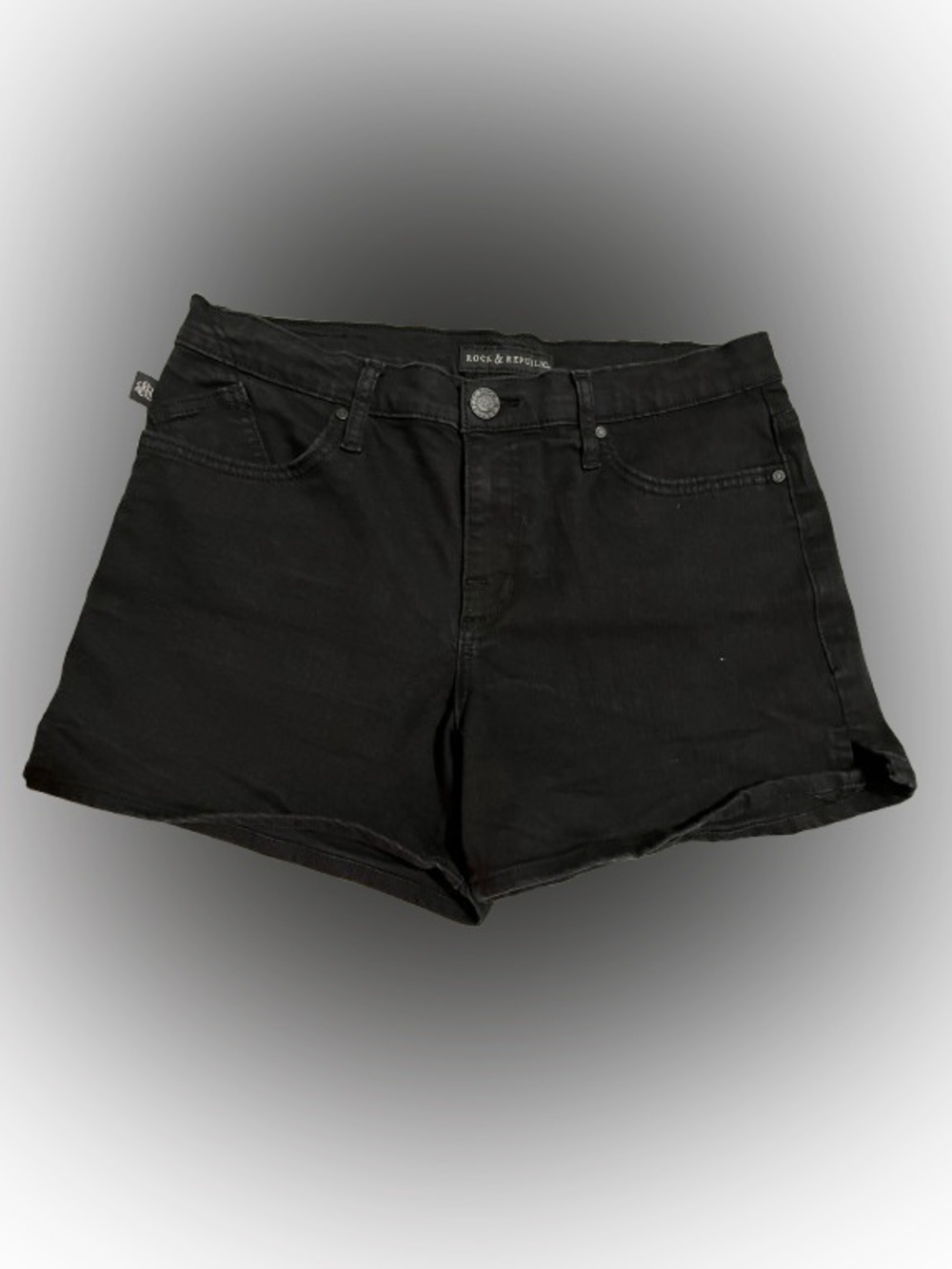 Rock & Republic Kimber Black Denim Shorts Sz 12 Stretch